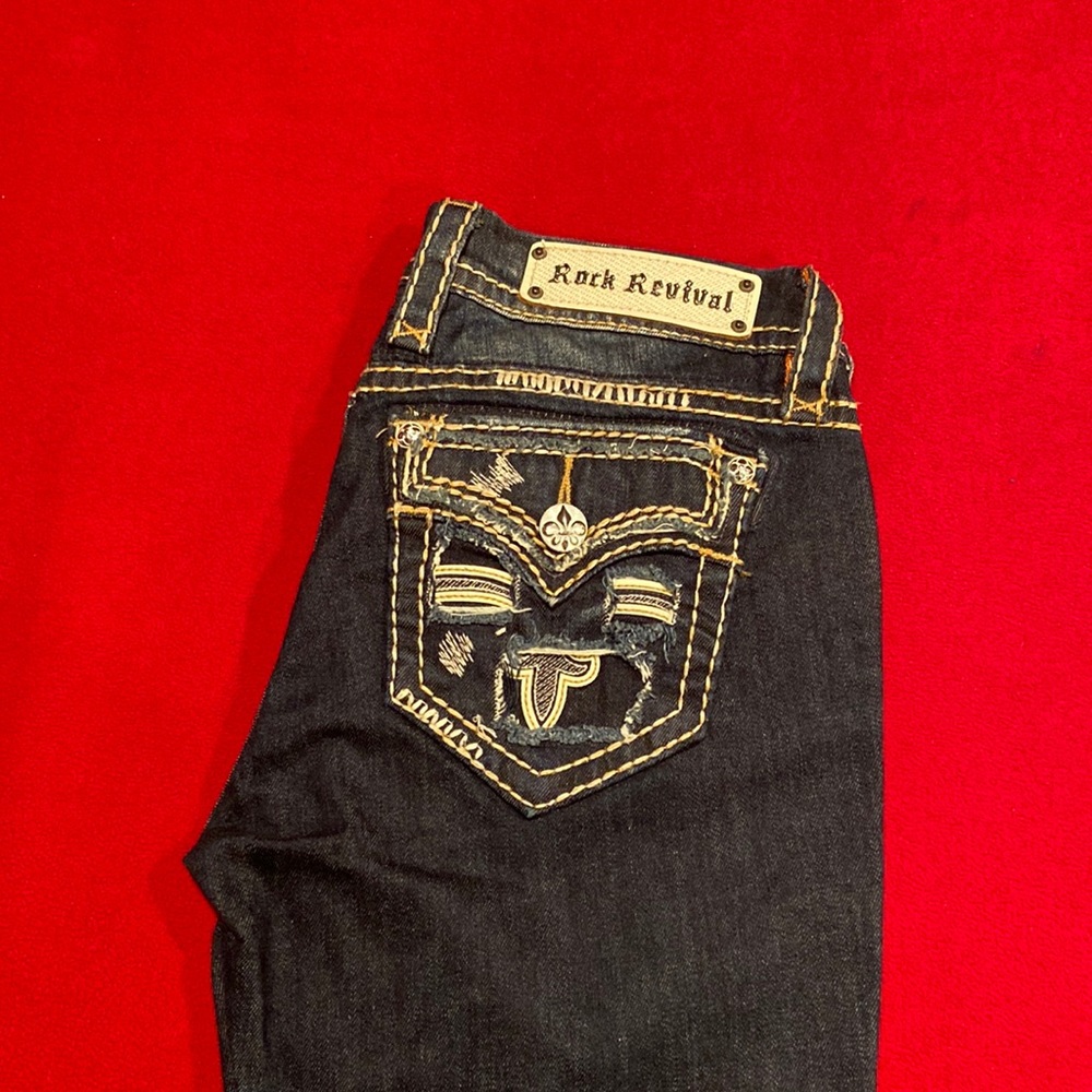Like New Rock Revival Dark Blue Denim Jeans
